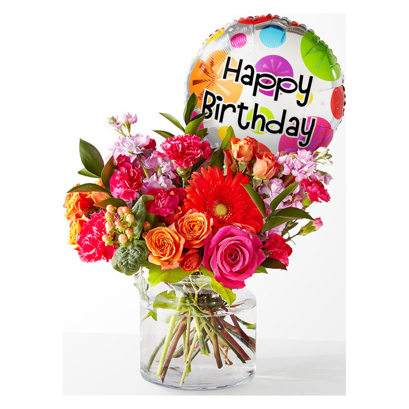 Fiesta Bouquet with Birthday Balloon arrangement option 4