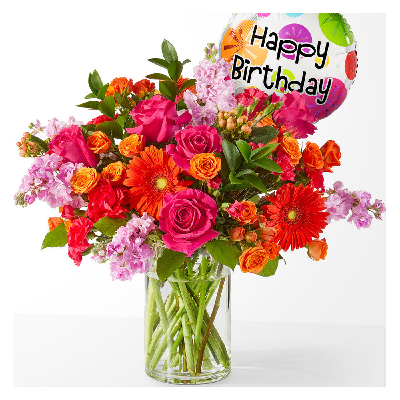 Fiesta Bouquet with Birthday Balloon arrangement option 3