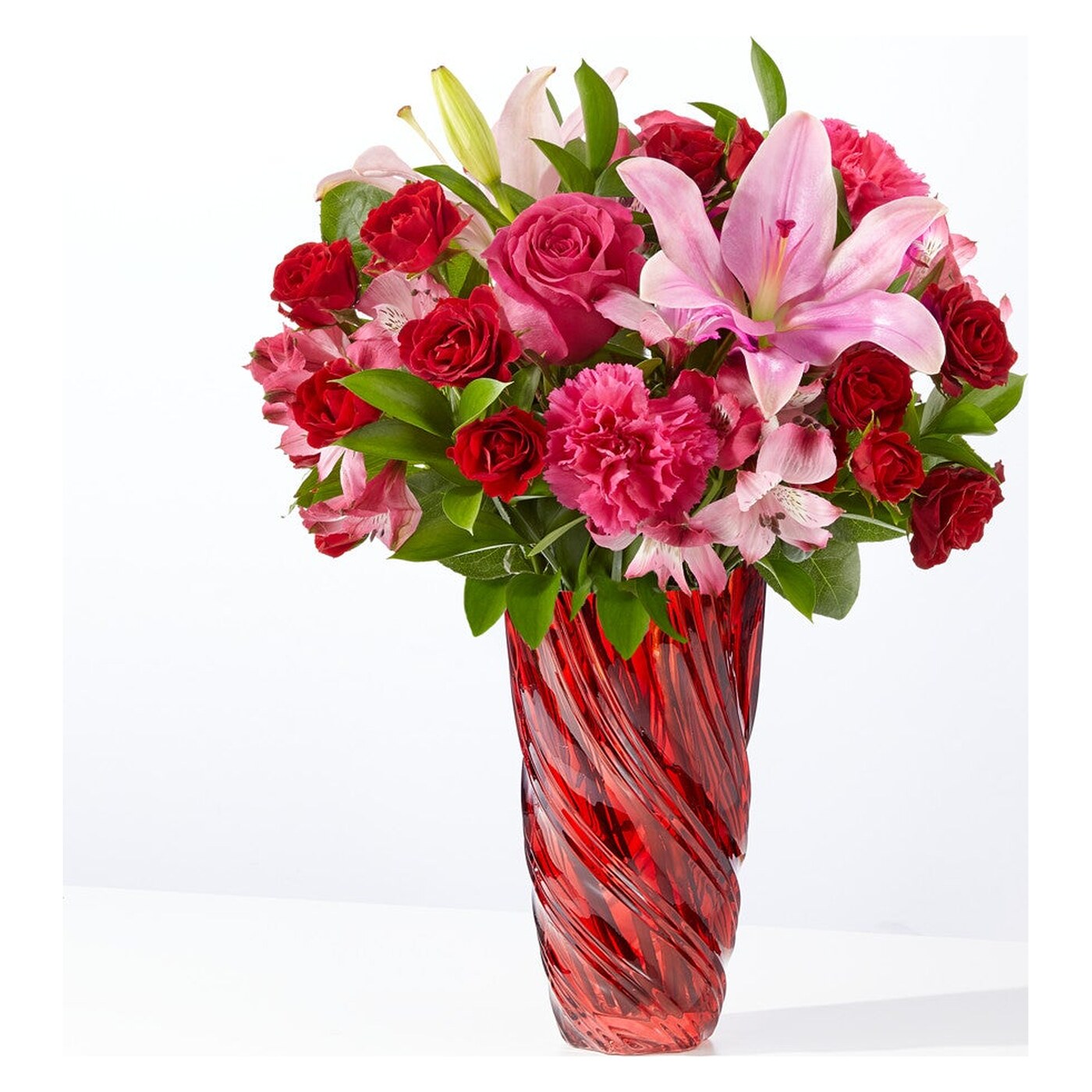 In Love Bouquet with Luxe Swirl Vase flower arrangement